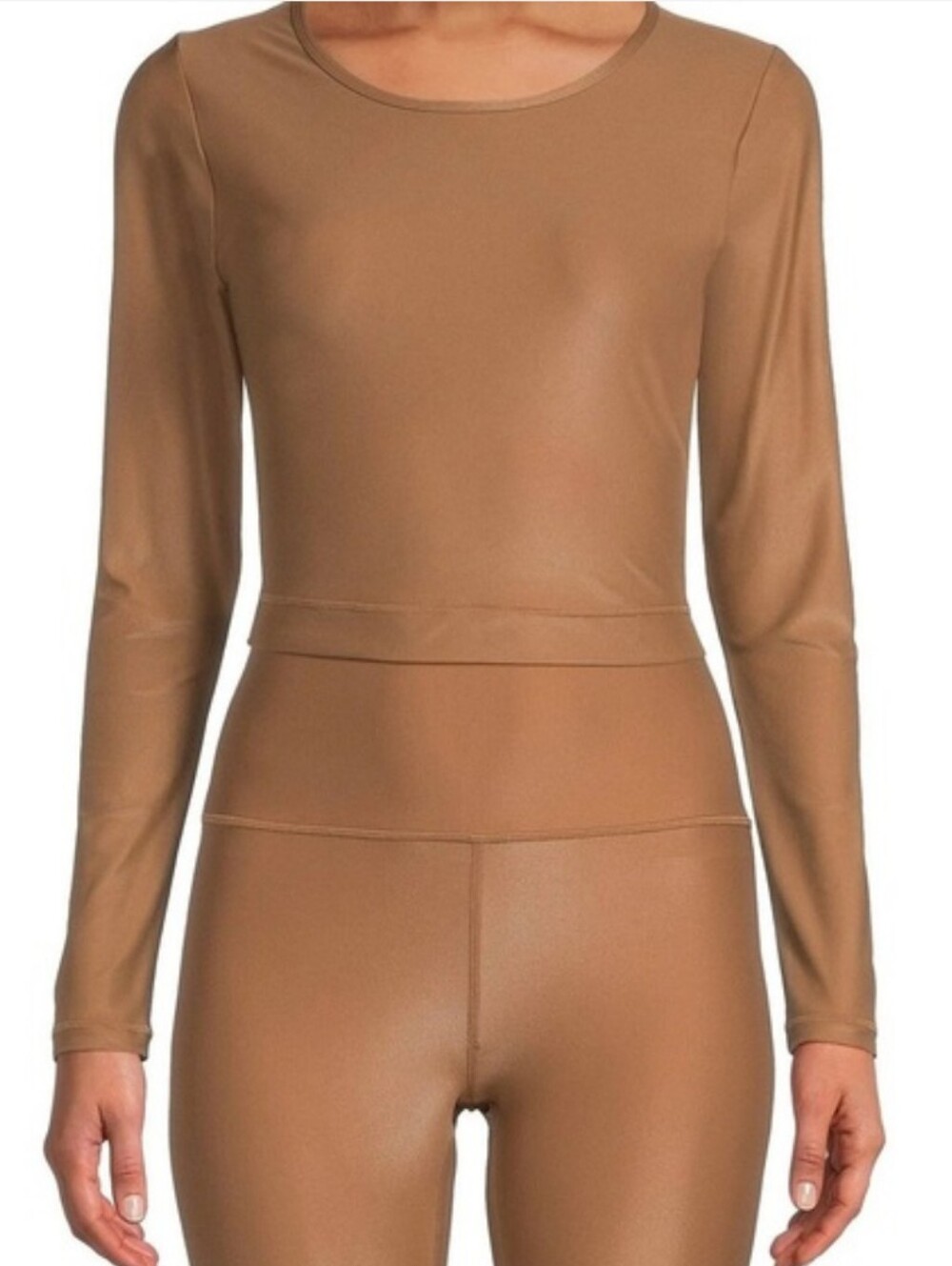Antonio Melani Activewear Womens Latte Brown Luminous Crop Top NWT Size Medium